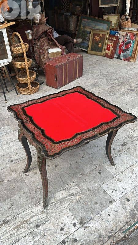 frensh Napeleon III boulle card table طاولة لعب ورق فرنسية انتيك بول 5
