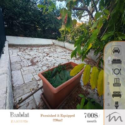Baabdat | Furnished & Equipped 160m² + Huge Terrace | 3 Balconies