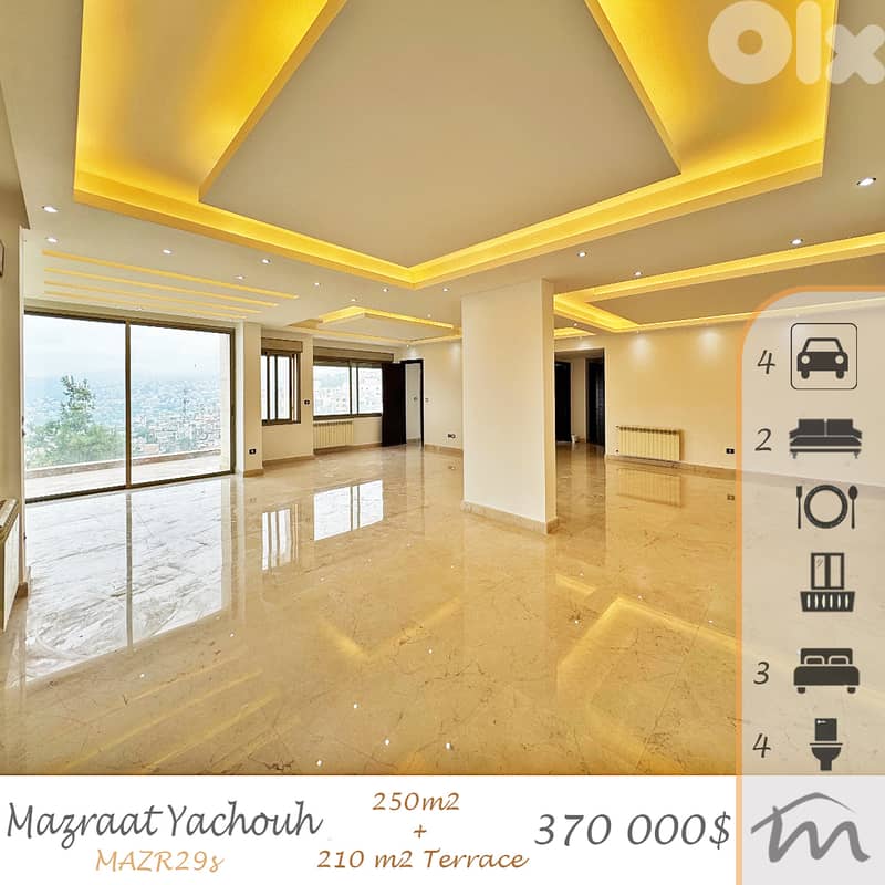 Mazraat Yashouh | Brand New 250m² + 210m² Terrace | 4 Parking Spots 0