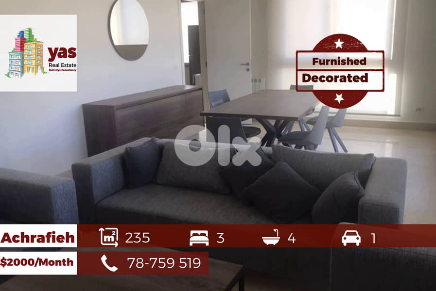 Achrafieh 235m2 | Furnished | Rent | Prime Location | MO 0