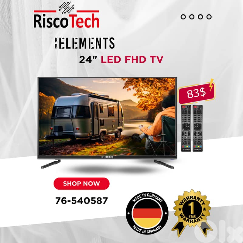 KB Elements 24″ Inch Led - Tv - FHD | تلفزيون 24 إنش كفالة سنتين 0