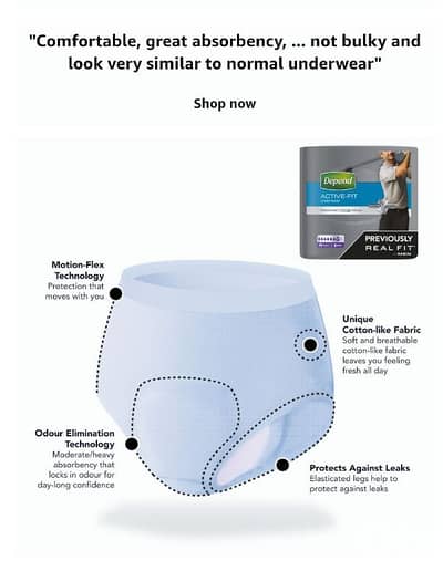 depend active fit pants , L/XL , 8pc/pk