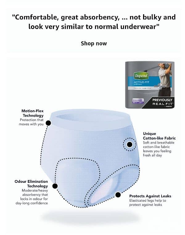 depend active fit pants , L/XL , 8pc/pk 0