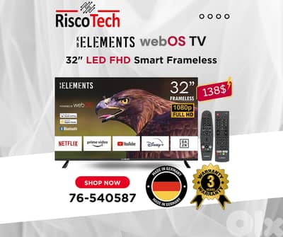 KB Elements 32"- Inch Led TV - FHD Smart | تلفزيون 32 إنش كفالة سنة