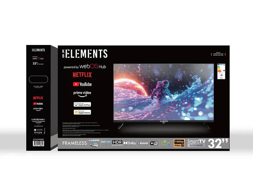 KB Elements 32"- Inch Led TV - FHD Smart | تلفزيون 32 إنش كفالة سنة 10