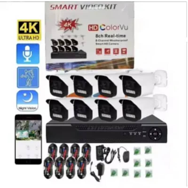 Kit 8 Channels - Full HD 4K CCTV - Kit Color - VU + Cables 0