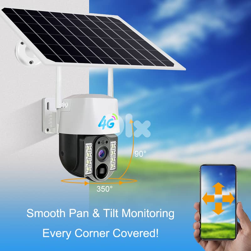 5MP Outdoor Solar - 4G SIM Card P2P-PTZ IP Camera - كاميرا طاقة شمسية 3