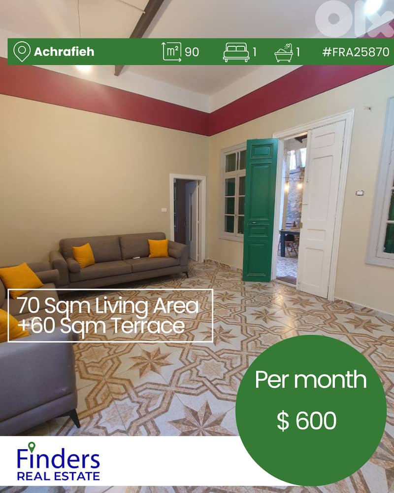 Apartment for rent in Achrafieh!  شقة للإيجار في الأشرفية! 0