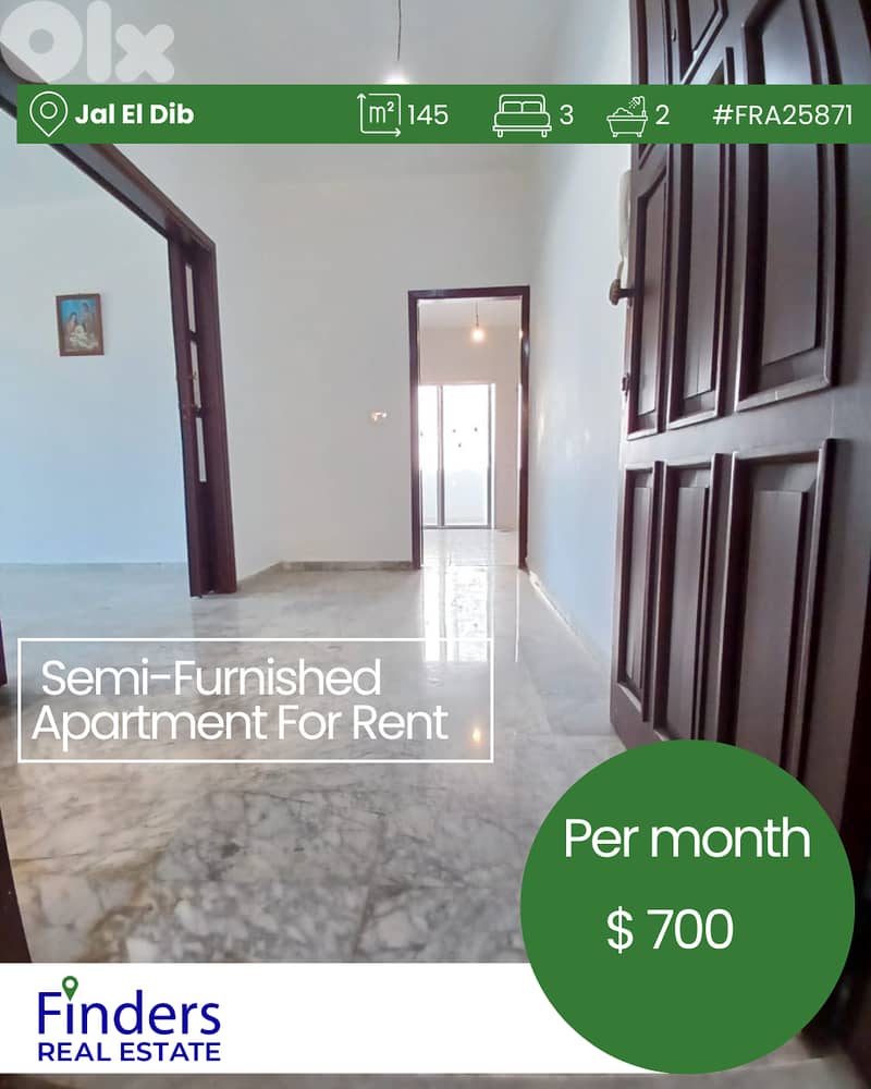 Apartment for rent in Jal El Dib !  شقة للإيجار في جل الديب! 0