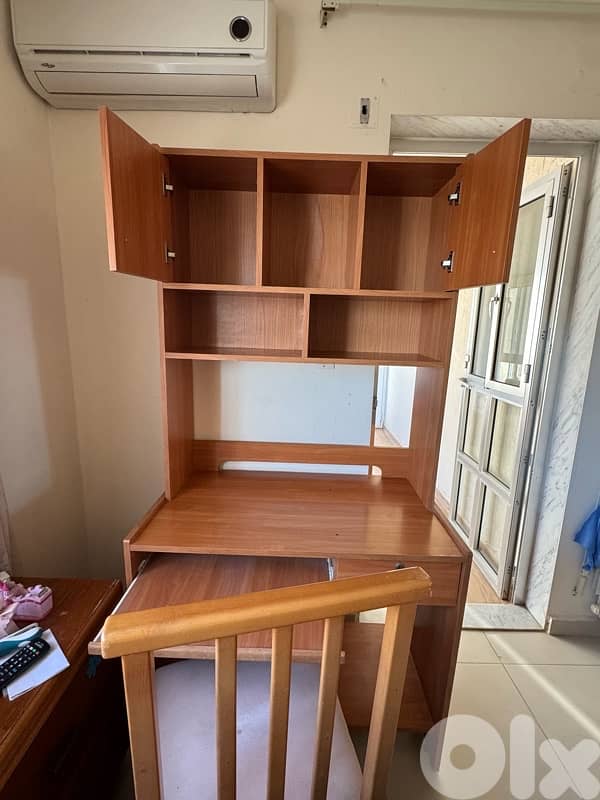 Home/Office desk with cupboards and a keyboard desk with chair 1