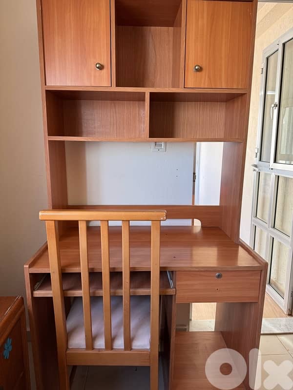 Home/Office desk with cupboards and a keyboard desk with chair 2