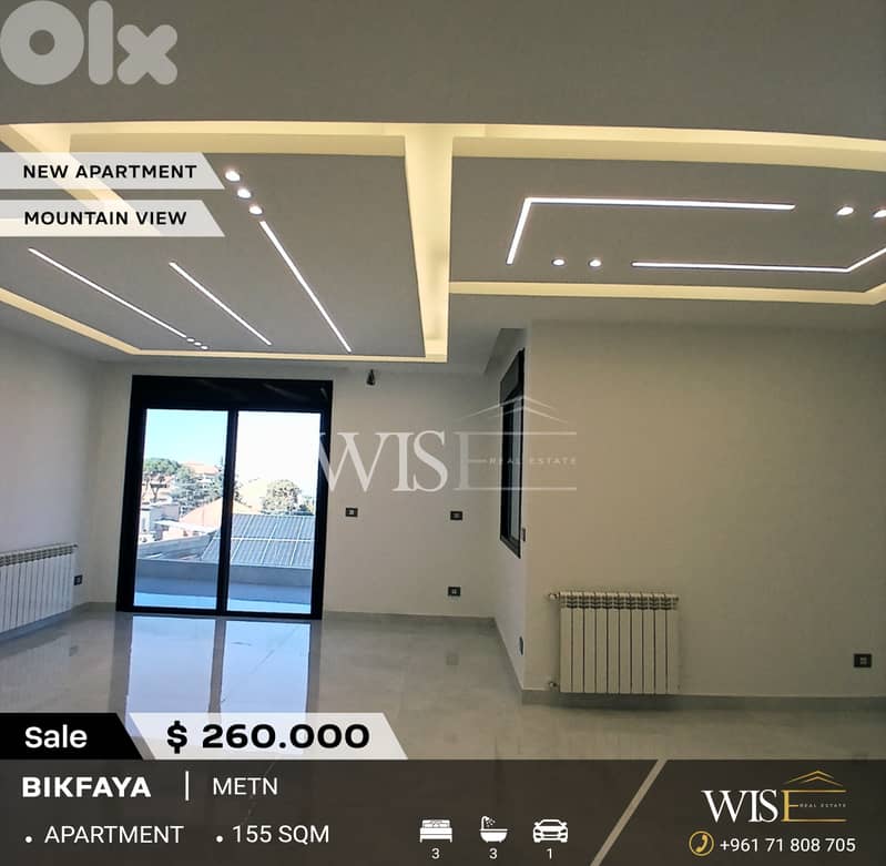 Beautiful 155 SQM Apartment for SALE in Bikfaya! 0