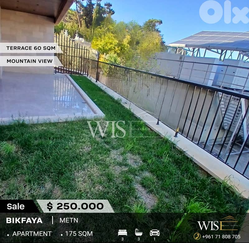 175 SQM Apartment with Garden Terrace for SALE in Bikfaya! 0