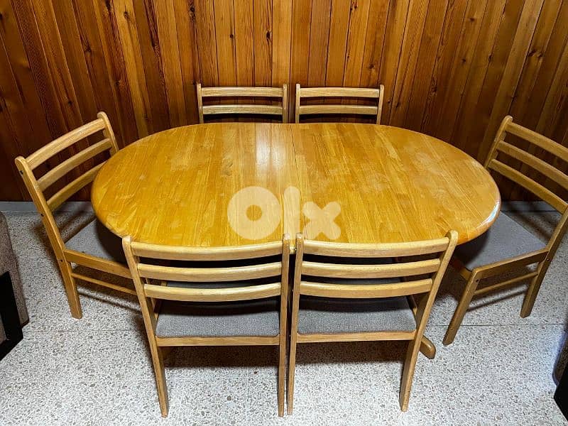 Wooden dining table and six chairs 0