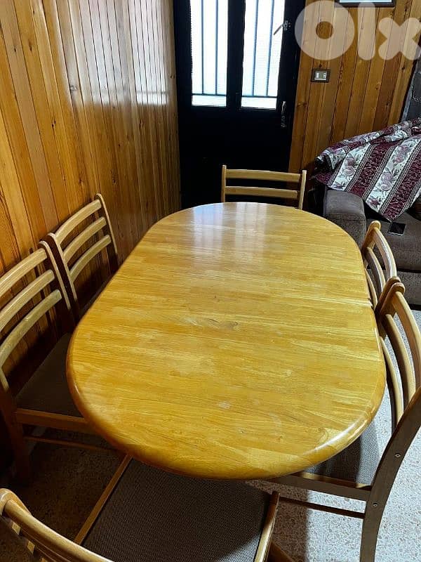 Wooden dining table and six chairs 1