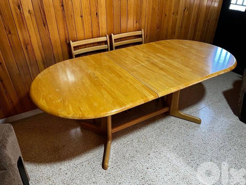 Wooden dining table and six chairs 2