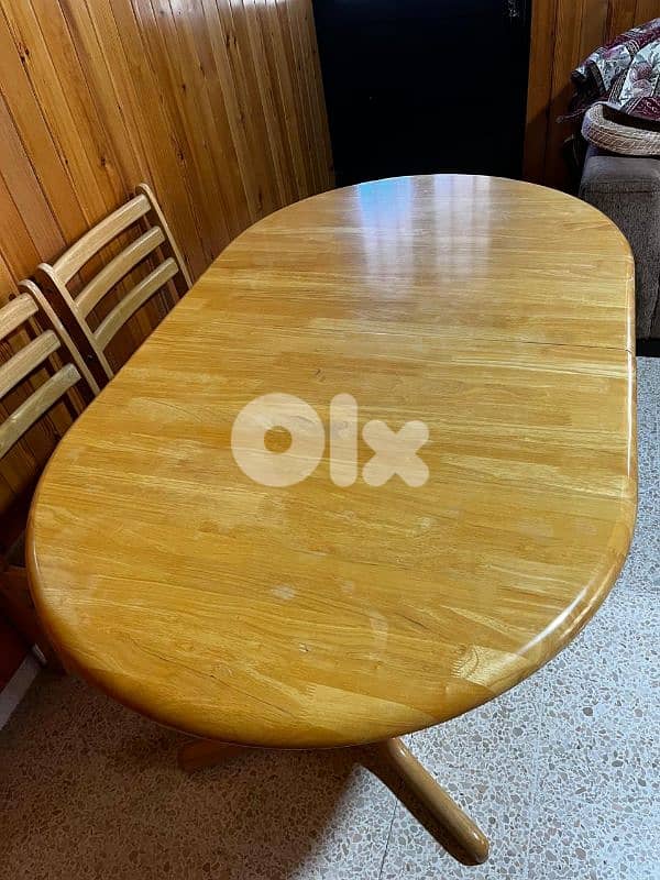 Wooden dining table and six chairs 3