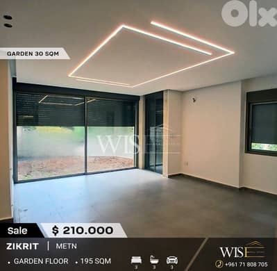 Stunning 195 SQM Apartment with Garden for SALE in Zikrit!