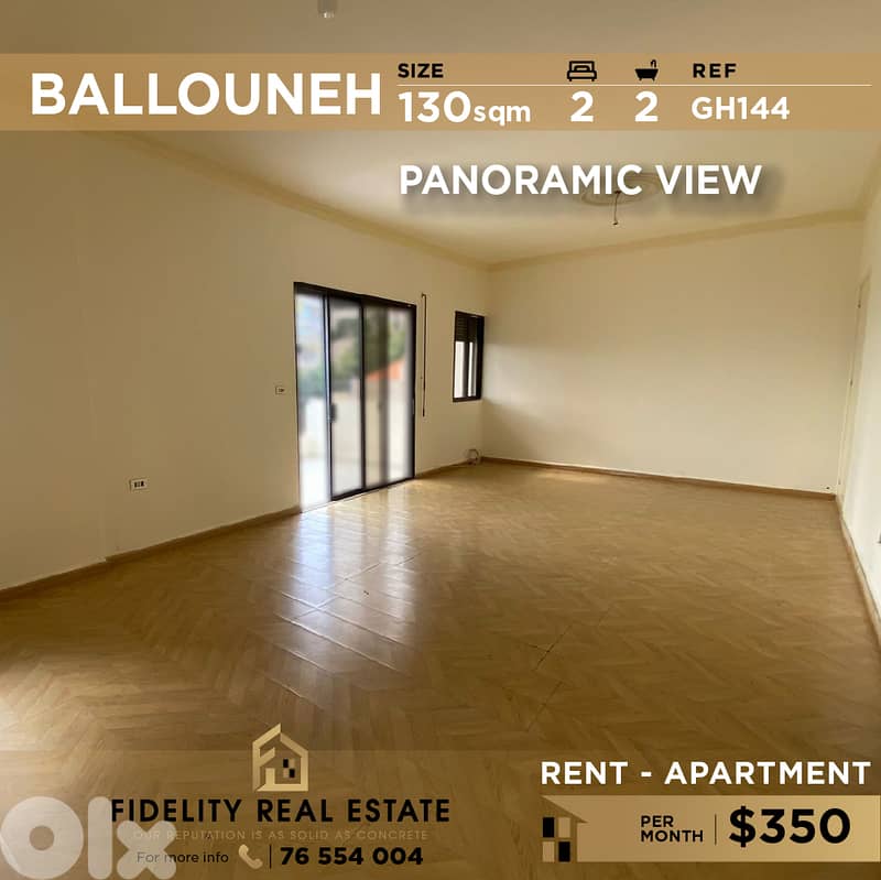 Apartment for rent in Ballouneh GH144 شقة للإيجار في بلونة 0
