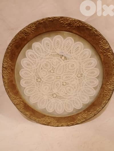 صينية بلجيكية زجاج داخلو تطريز كروشيه الإطار من نوع الفضيات