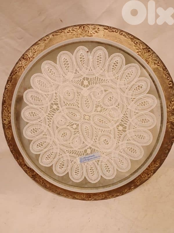 صينية بلجيكية زجاج داخلو تطريز كروشيه الإطار من نوع الفضيات 1