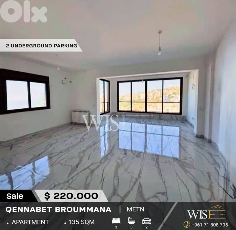 135 SQM Apartment for SALE in Qennabet Broummana! 0