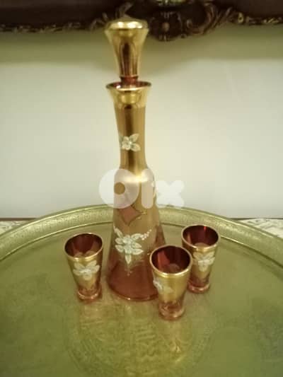 decorative crystal bohemia bottles +3cups hand made red color