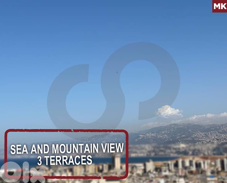 Sea and mountain view - 3 Terraces - Luxurious -Achrafieh REF#MK127987 0