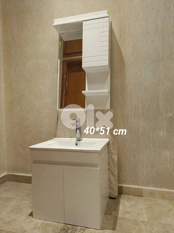 مغسلة حمام صغيرة للاماكن الحرجة مع خزانة مقاوم للرطوبة توصيل مجاني 2