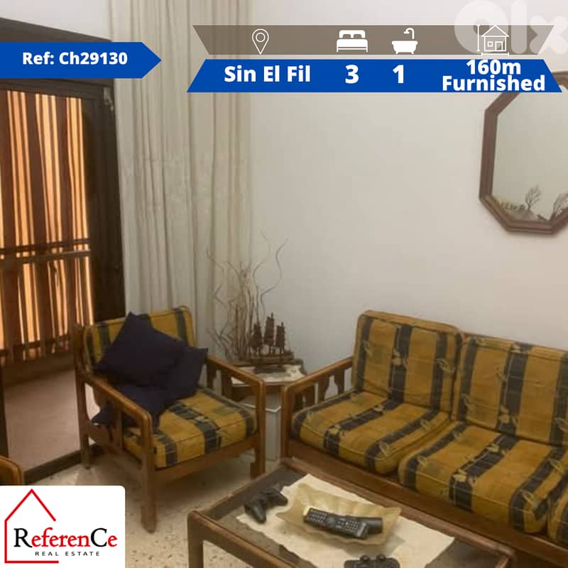 Furnished apartment in Sin El Fil for rent شقة مفروشة في سن الفيل 0