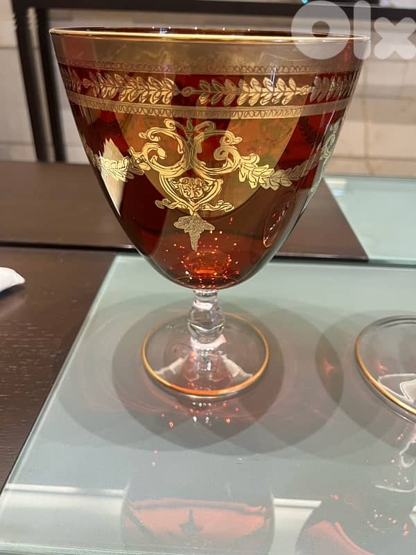 2 vases crystal rouge et dore 1