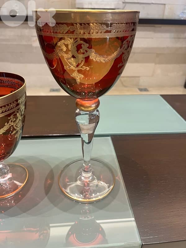 2 vases crystal rouge et dore 2