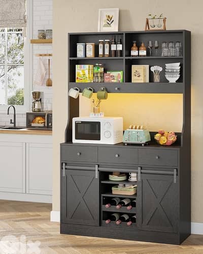 Kitchen Cabinet, Sideboard with LED Lighting,