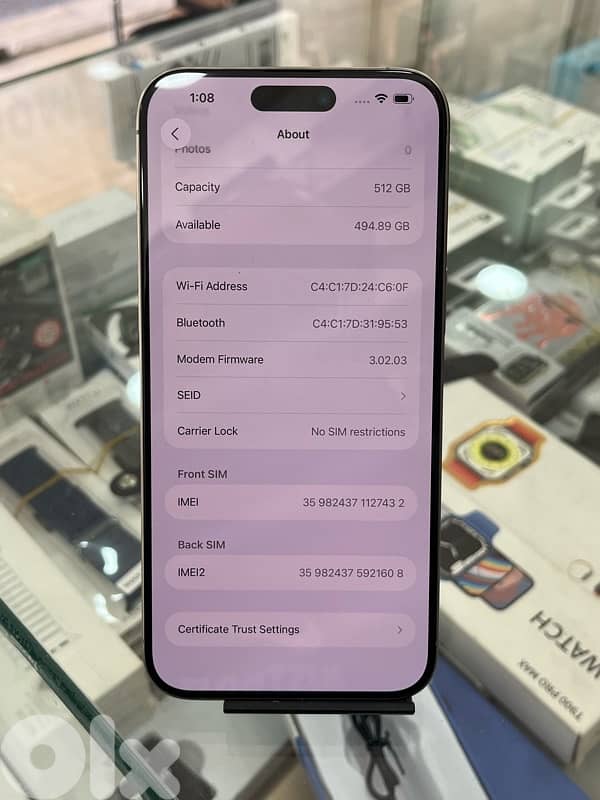 iphone 15 pro max 512gb titanium 2 sim battery 90% ktir ndif 8