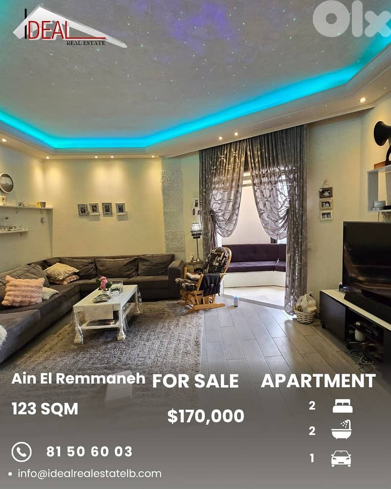 Apartment for sale in Ain el remmaneh Baabda شقة للبيع في غين الرمانة 0