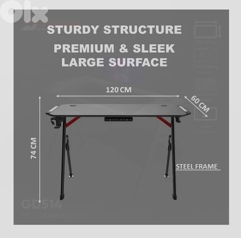 Dhybrid GD514 Premium Quality & stable design Gaming Desk with RGB 1