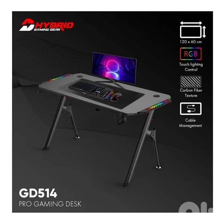 Dhybrid GD514 Premium Quality & stable design Gaming Desk with RGB 0