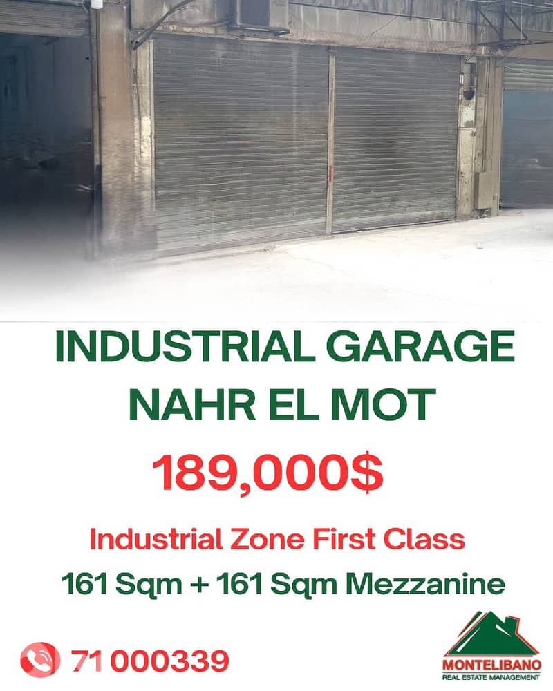 161sqm Industrial Garage For Sale in Nahr El Mot with 161sqm Mezzanine 0
