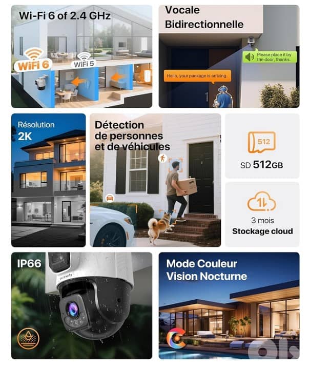 Tenda Ip Wifi Camera Ch9 Dual Lens 6MP Outdoor 30 Meters Night Vision 5