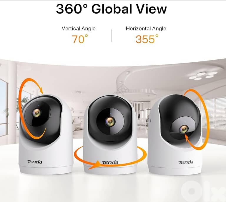 Tenda Ip Ai Camera 2k Cp3 1080P 360 Degree Tilt Indoor Two-way Audio 3