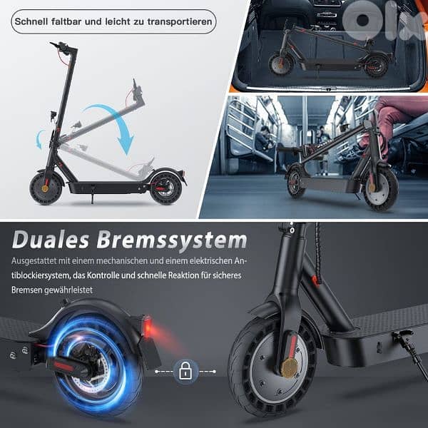 سكوتر كهربائي ألماني جديد بالكرتونة 500W مع حقيبة وستاند 5