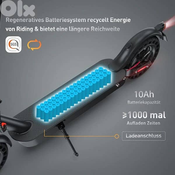 سكوتر كهربائي ألماني جديد بالكرتونة 500W مع حقيبة وستاند 6