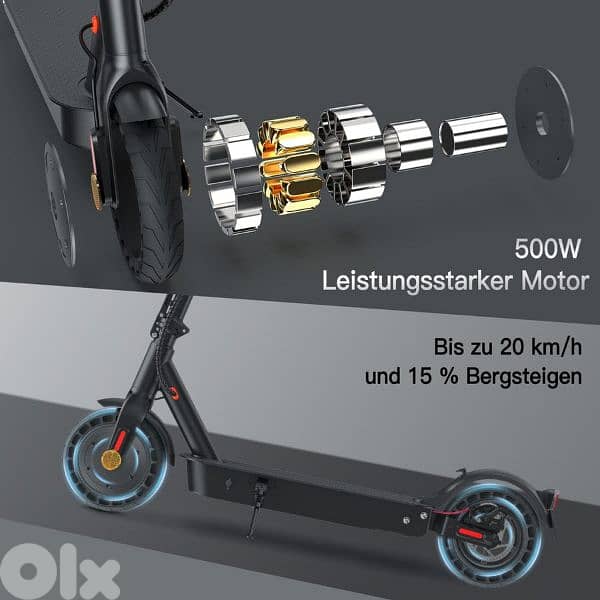 سكوتر كهربائي ألماني جديد بالكرتونة 500W مع حقيبة وستاند 7