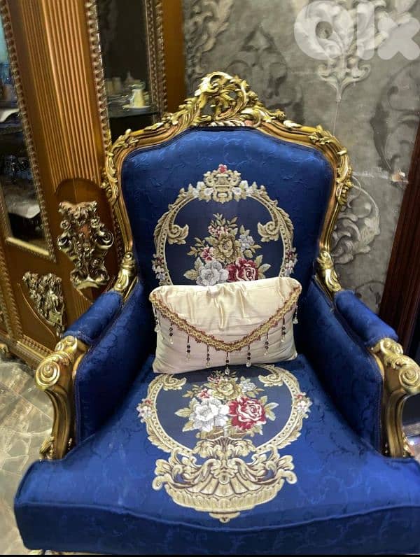 طقم صالون ستيل فخم ومميز خشب زين حفر ناعم تلبيس ورق الذهب فخم جدا 2