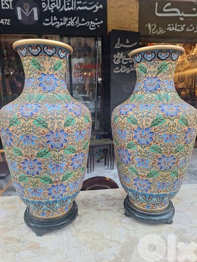 فاز كلوازوني صيني انتيك قديم حجم كبير عدد٢ cloisonné