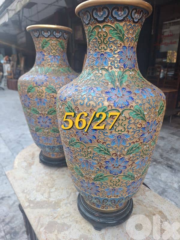 فاز كلوازوني صيني انتيك قديم حجم كبير عدد٢ cloisonné 1