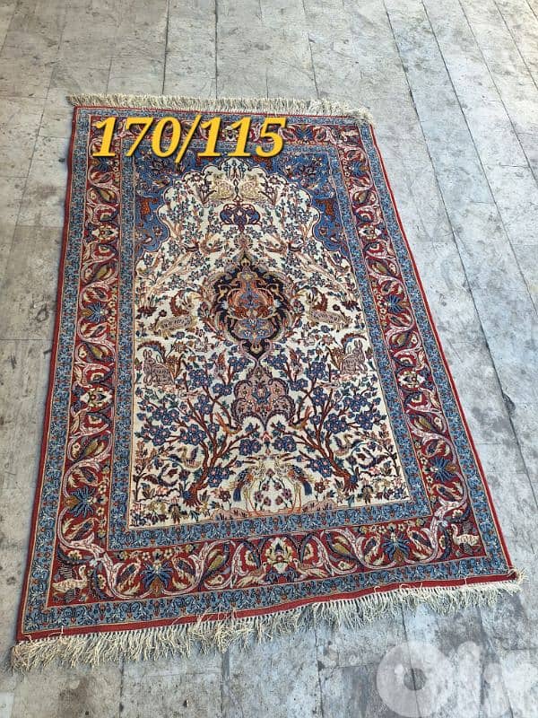 سجادة عجمية اصفهان حرير حياكة يد ناعمة جدا 0