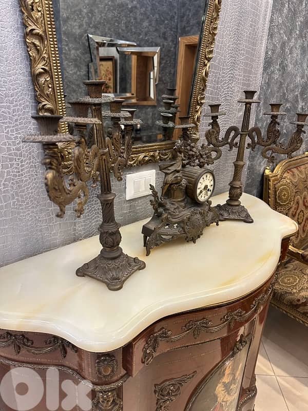 ساعه وشمعدان برونز 4