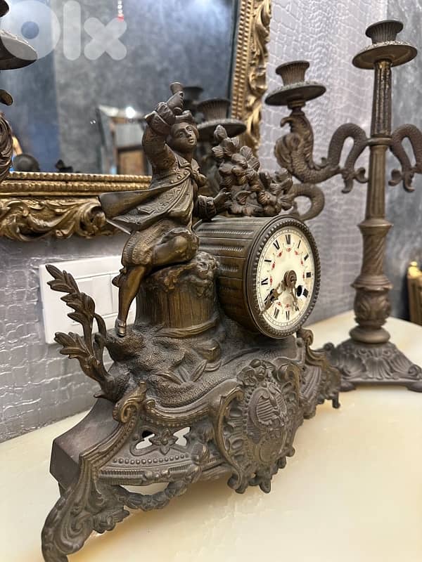 ساعه وشمعدان برونز 6