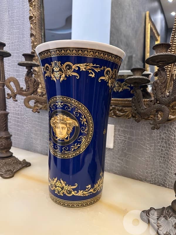 Rosenthal meets Versace Medusa blue Vase 3